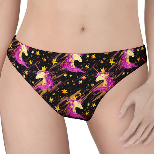 Star Fairy Unicorn Pattern Print Women's Thong
