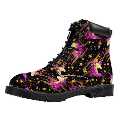 Star Fairy Unicorn Pattern Print Work Boots
