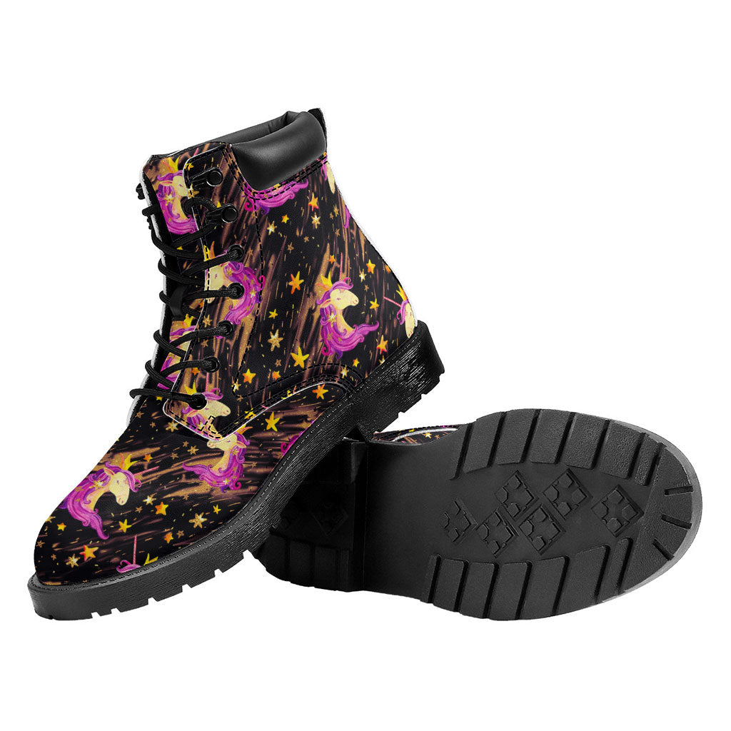 Star Fairy Unicorn Pattern Print Work Boots