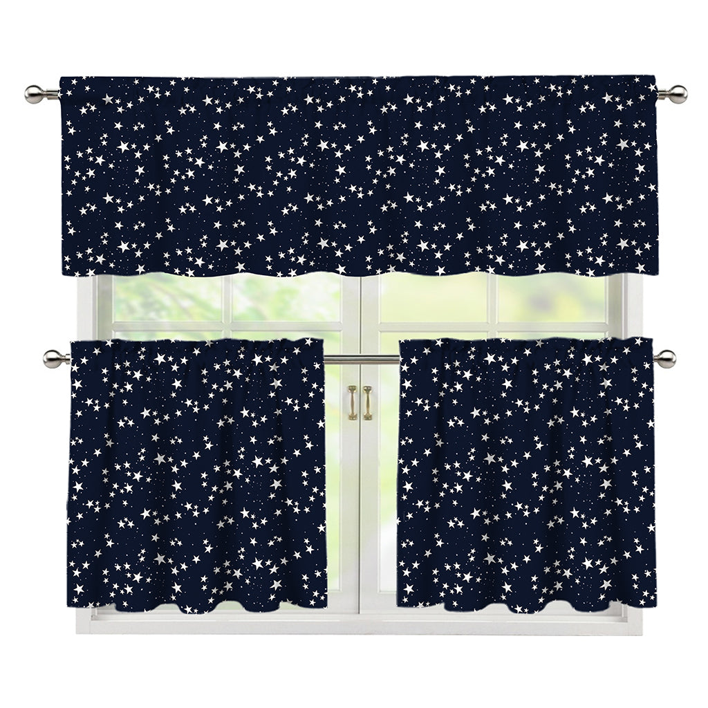 Star Sky Pattern Print 3 Piece Kitchen Curtains