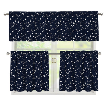 Star Sky Pattern Print 3 Piece Kitchen Curtains
