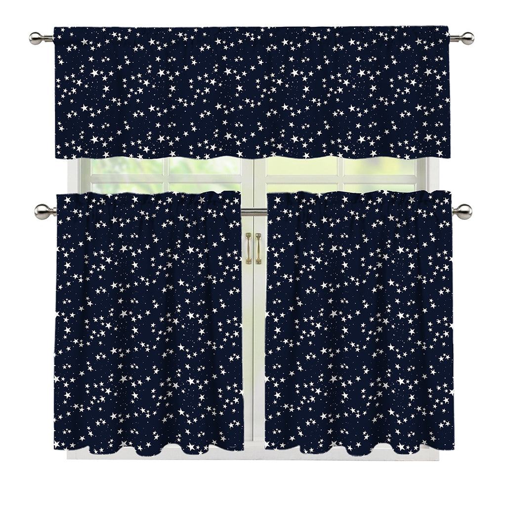 Star Sky Pattern Print 3 Piece Kitchen Curtains