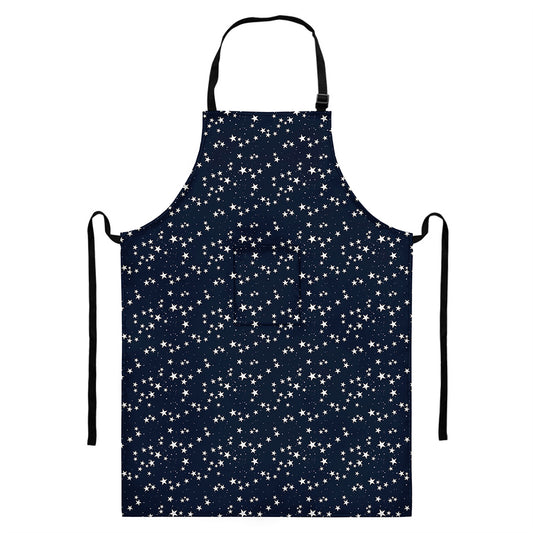 Star Sky Pattern Print Bib Apron With Pocket