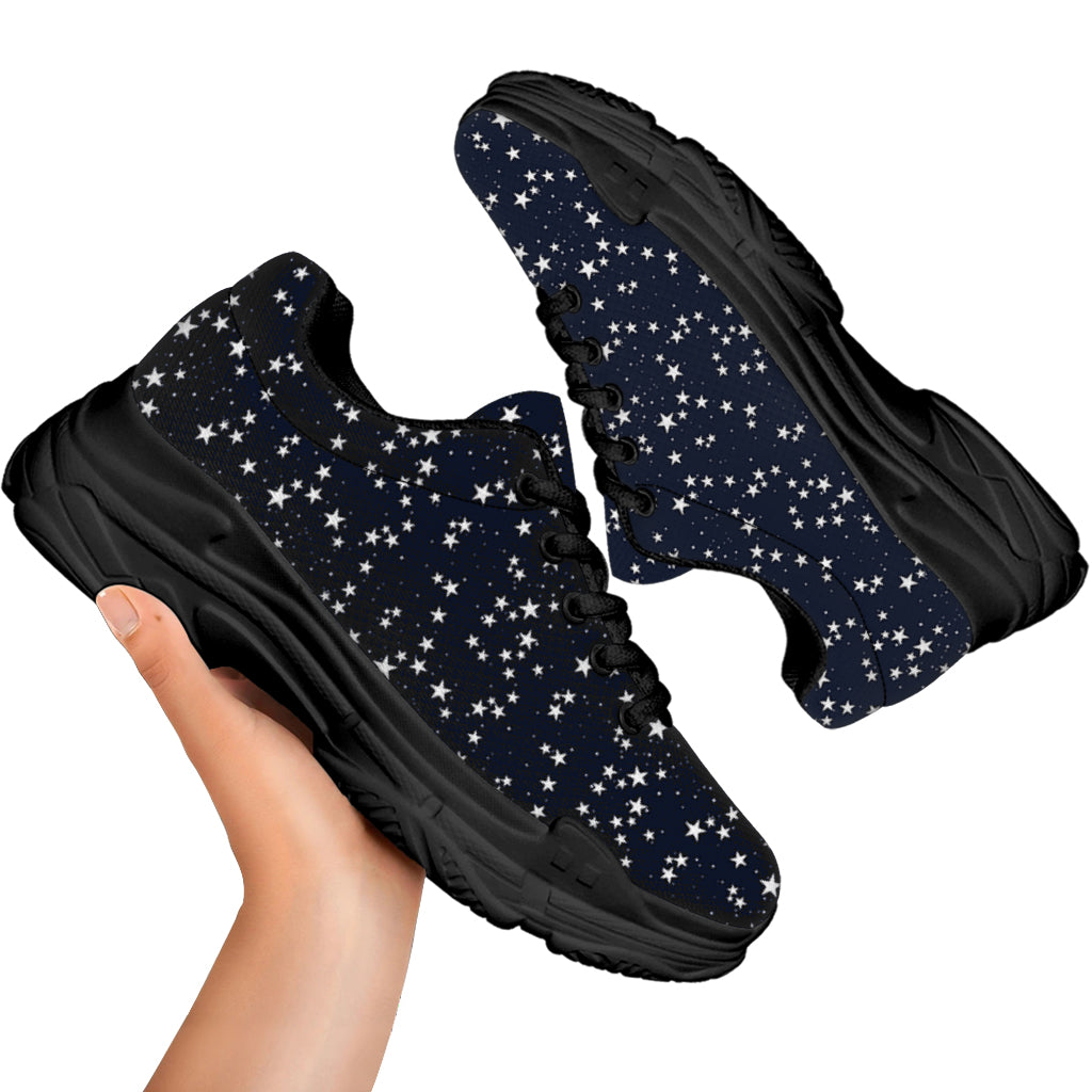 Star Sky Pattern Print Black Chunky Shoes