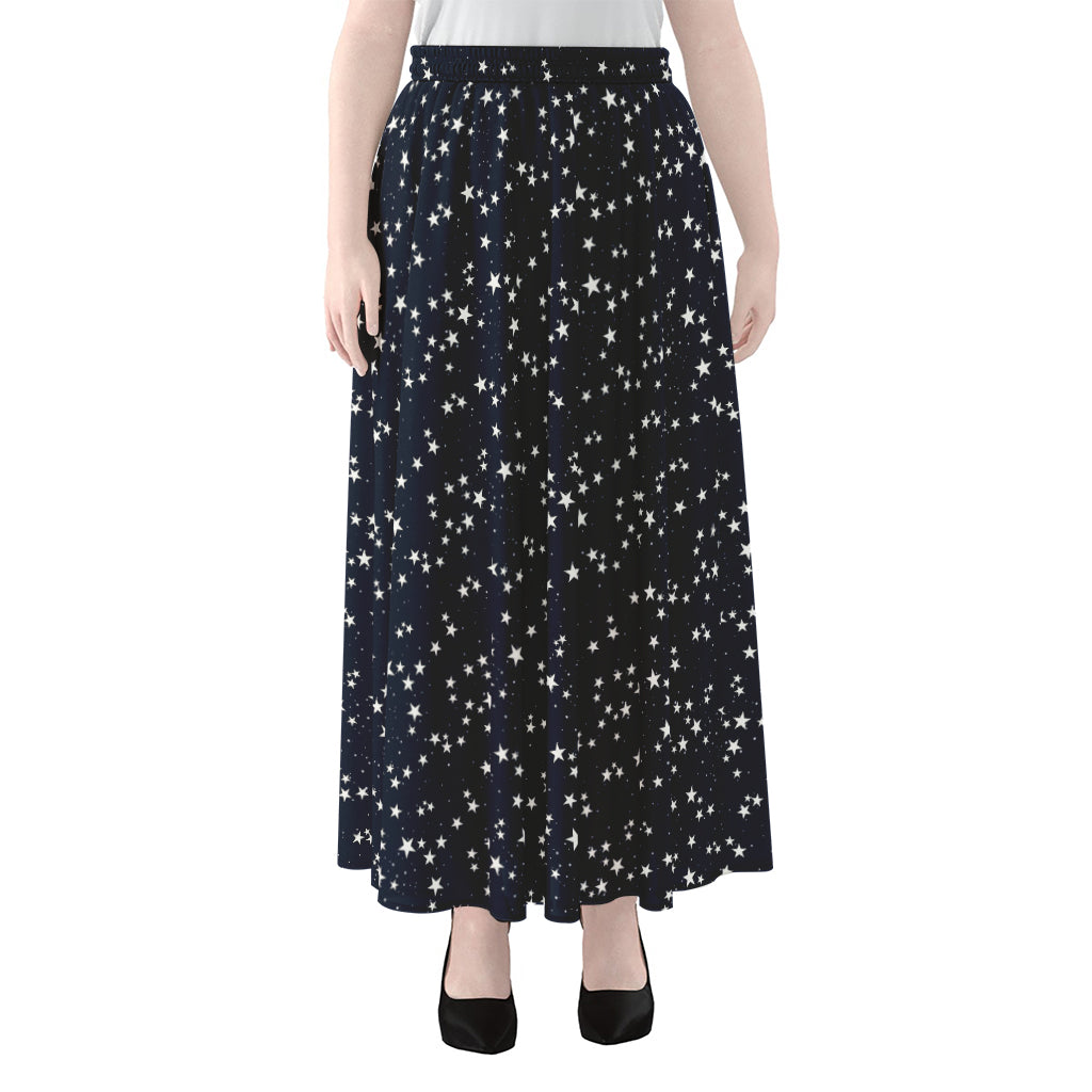 Star Sky Pattern Print Chiffon Maxi Skirt