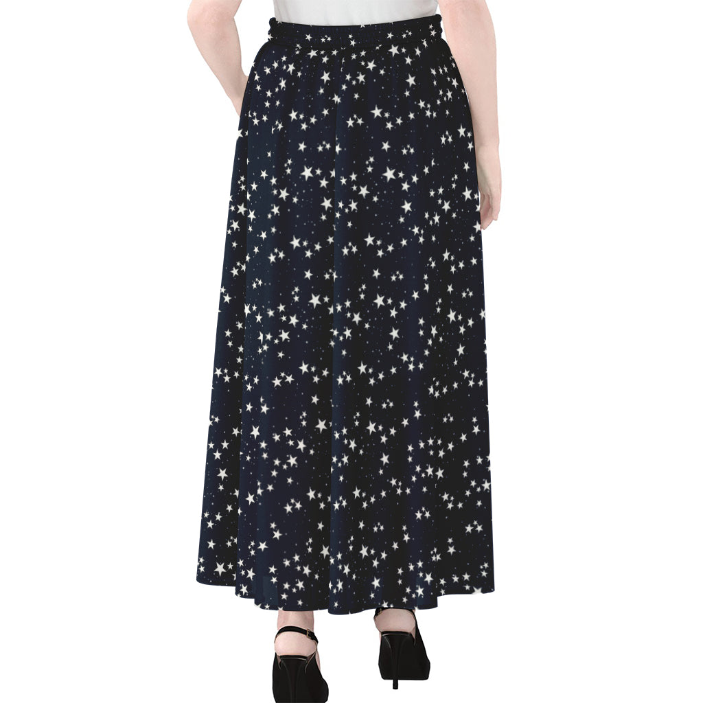 Star Sky Pattern Print Chiffon Maxi Skirt