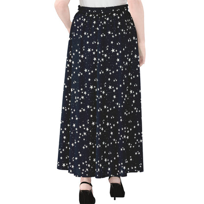 Star Sky Pattern Print Chiffon Maxi Skirt