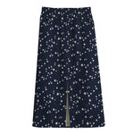 Star Sky Pattern Print Cotton Front Slit Maxi Skirt