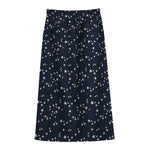 Star Sky Pattern Print Cotton Front Slit Maxi Skirt