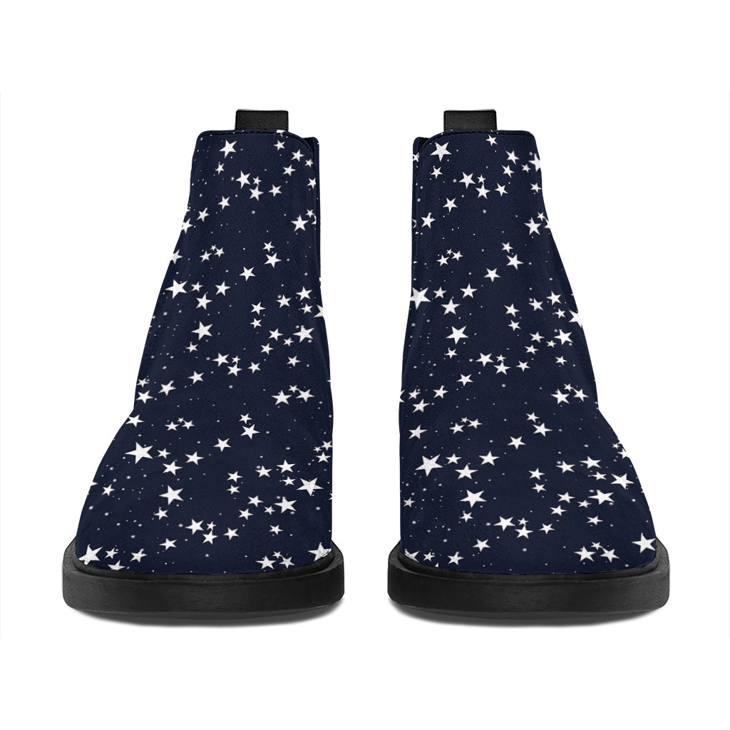 Star Sky Pattern Print Flat Ankle Boots