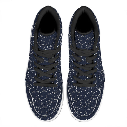 Star Sky Pattern Print High Top Leather Sneakers