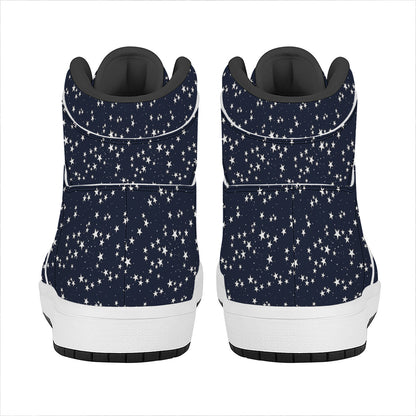 Star Sky Pattern Print High Top Leather Sneakers