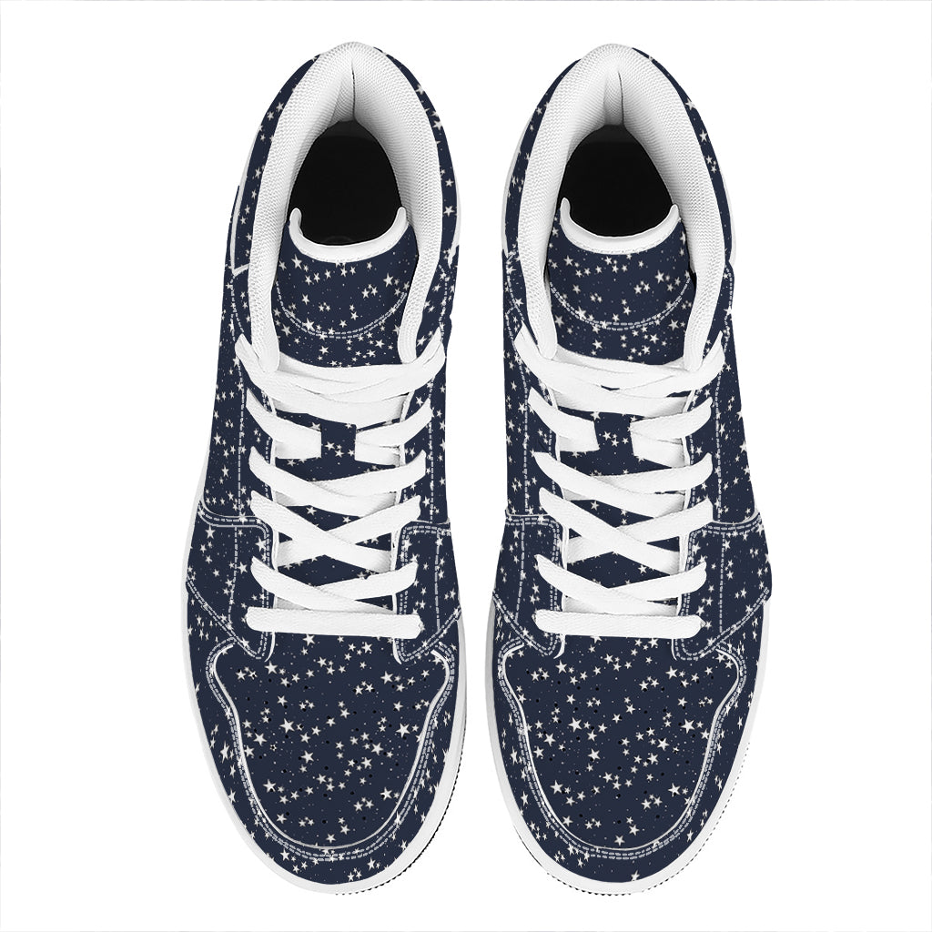 Star Sky Pattern Print High Top Leather Sneakers