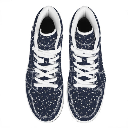 Star Sky Pattern Print High Top Leather Sneakers