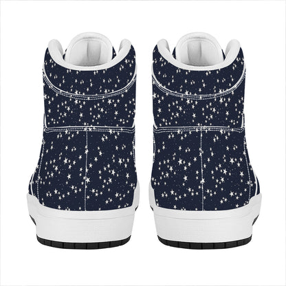 Star Sky Pattern Print High Top Leather Sneakers