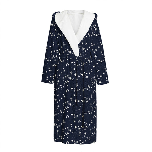 Star Sky Pattern Print Hooded Bathrobe