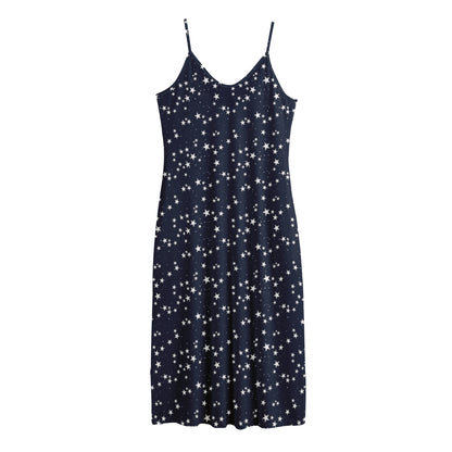 Star Sky Pattern Print Jersey Midi Cami Dress
