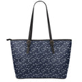 Star Sky Pattern Print Leather Tote Bag With Zipper