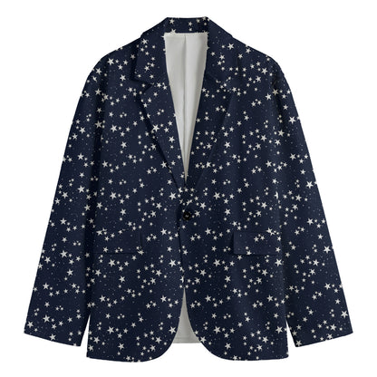 Star Sky Pattern Print Men's Cotton Blazer