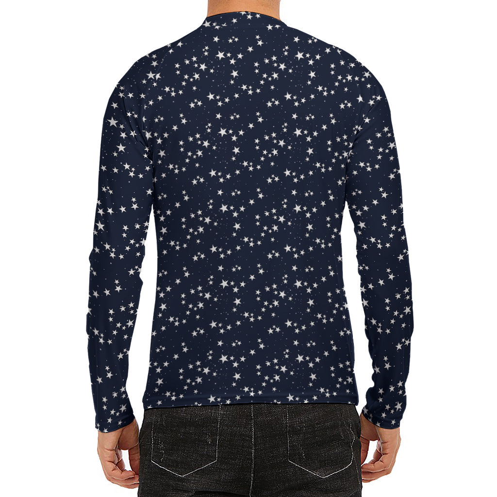 Star Sky Pattern Print Men's Long Sleeve Rash Guard