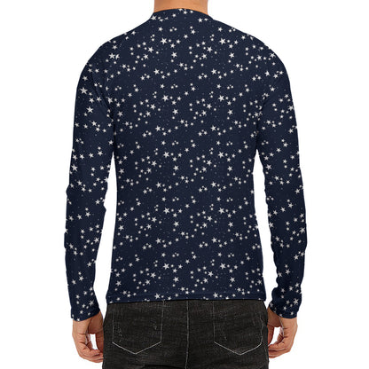 Star Sky Pattern Print Men's Long Sleeve Rash Guard