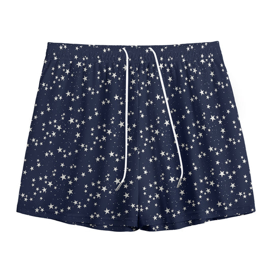 Star Sky Pattern Print Mesh Shorts