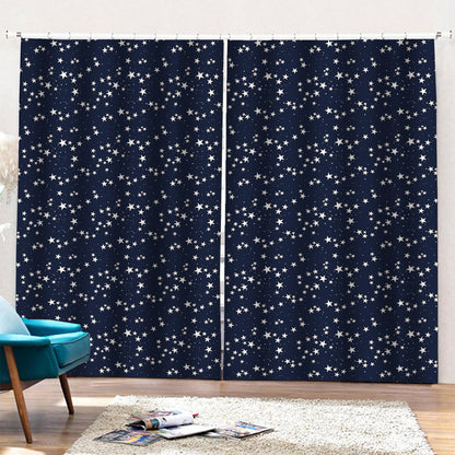 Star Sky Pattern Print Pencil Pleat Curtains