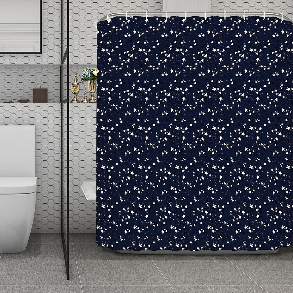 Star Sky Pattern Print Polyester Shower Curtain