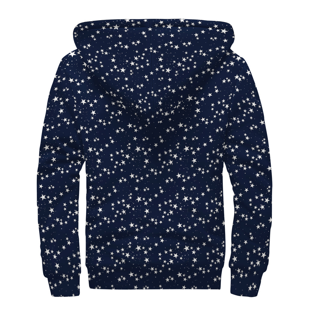 Star Sky Pattern Print Sherpa Lined Zip Up Hoodie