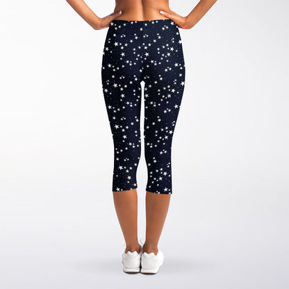 Star Sky Pattern Print Women's Capri Leggings