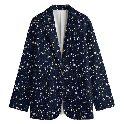 Star Sky Pattern Print Women's Cotton Blazer