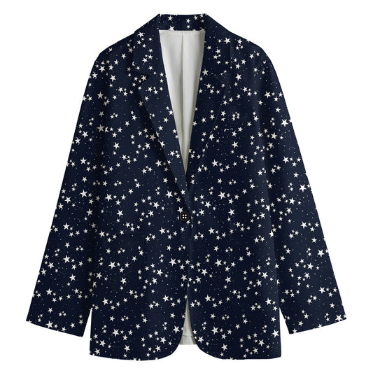 Star Sky Pattern Print Women's Cotton Blazer