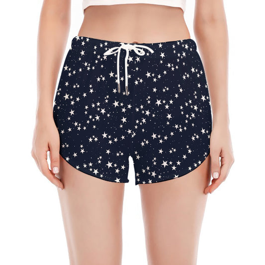 Star Sky Pattern Print Women's Split Running Shorts