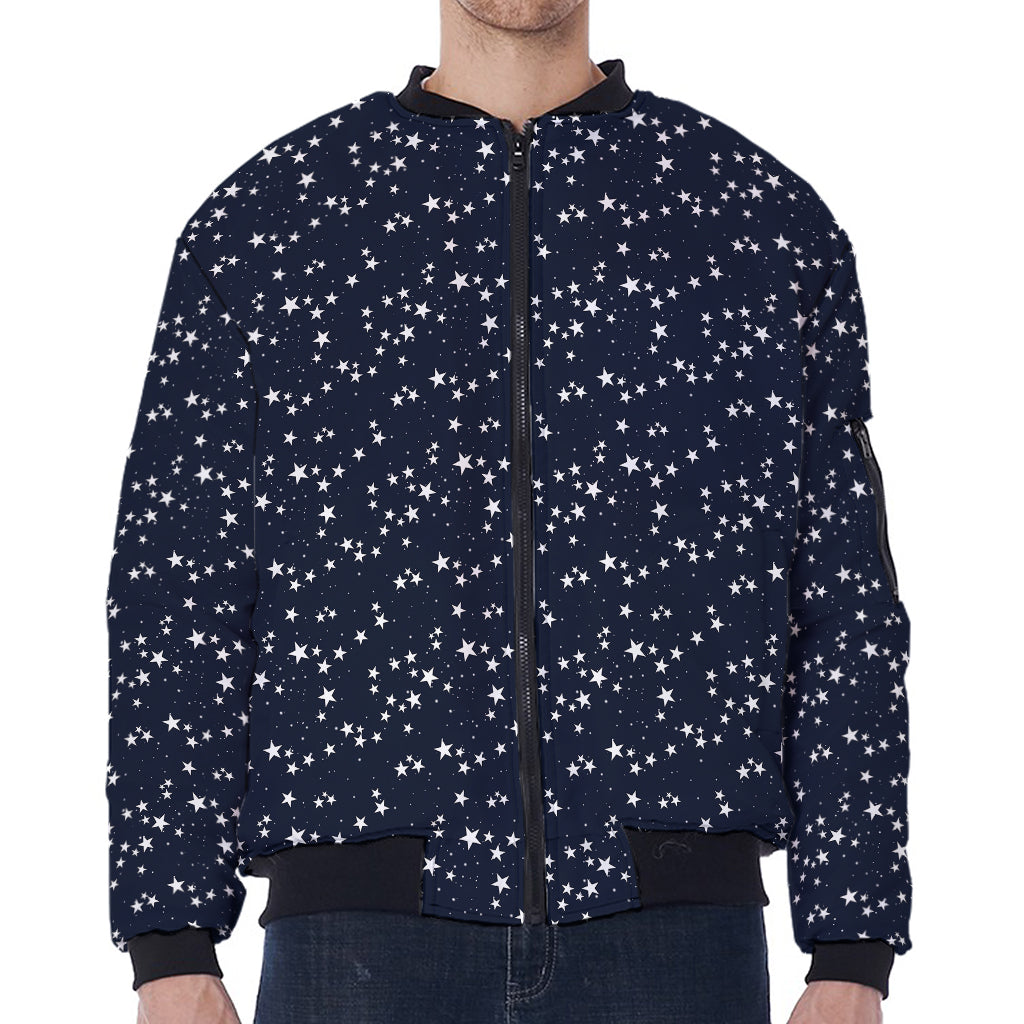 Star Sky Pattern Print Zip Sleeve Bomber Jacket