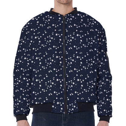 Star Sky Pattern Print Zip Sleeve Bomber Jacket