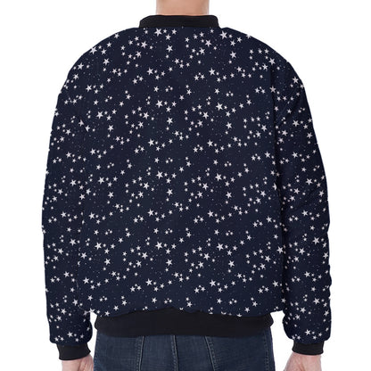 Star Sky Pattern Print Zip Sleeve Bomber Jacket