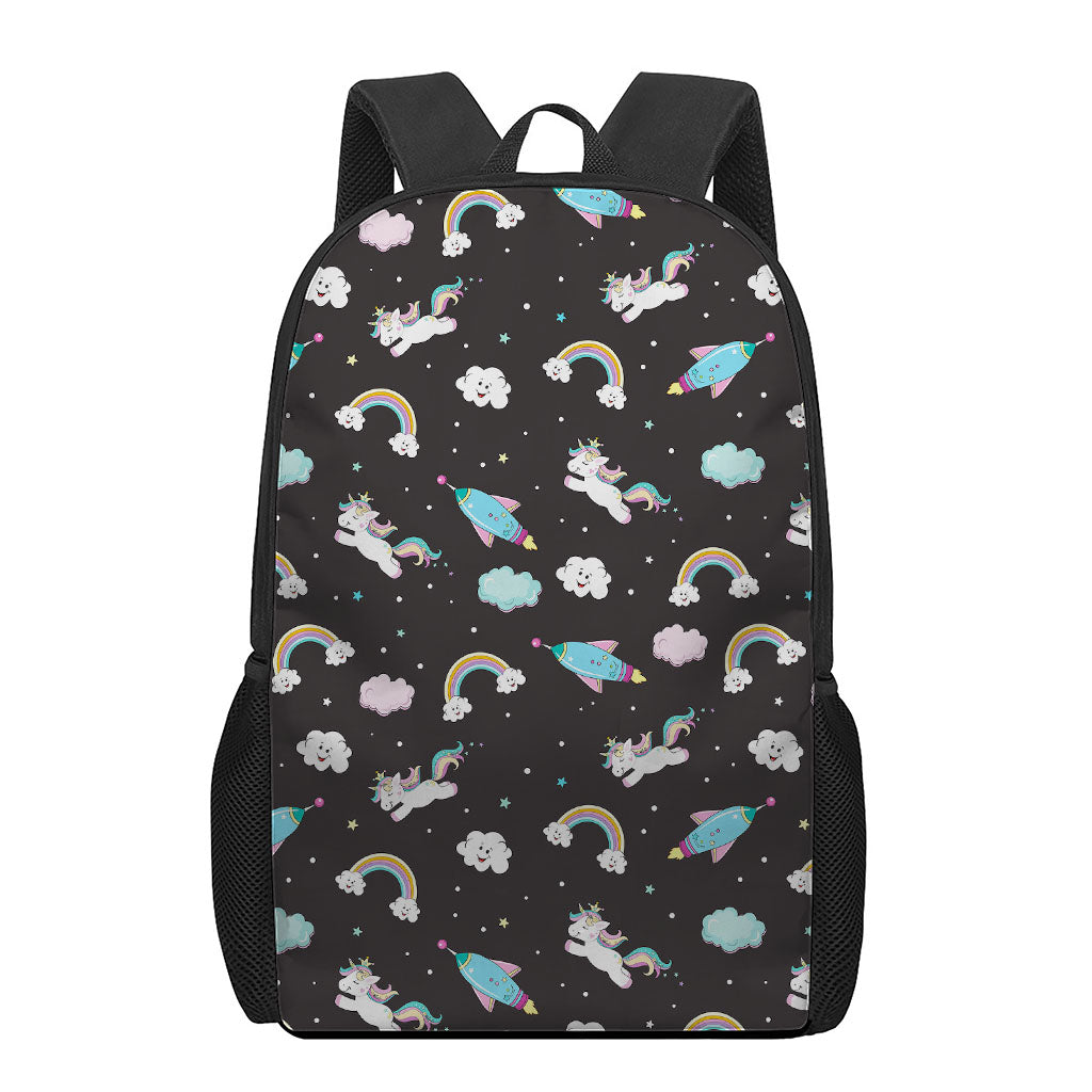 Star Space Unicorn Pattern Print 17 Inch Backpack