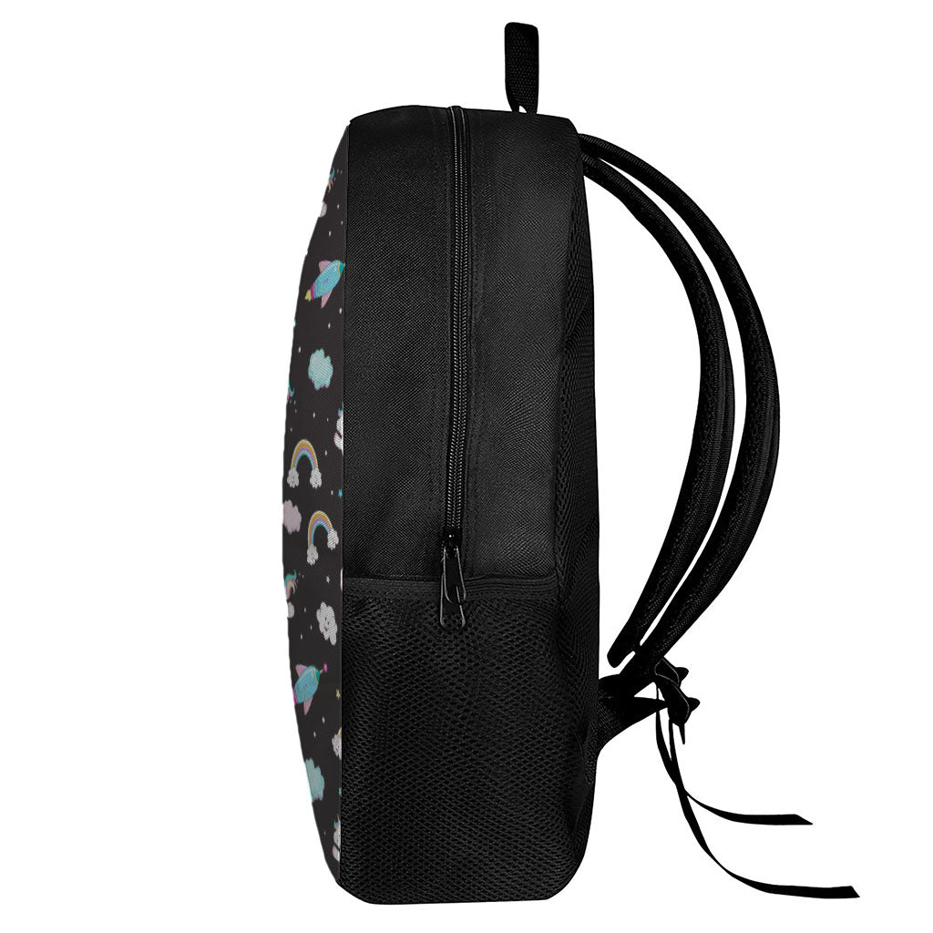 Star Space Unicorn Pattern Print 17 Inch Backpack