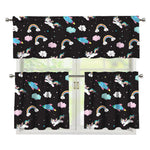 Star Space Unicorn Pattern Print 3 Piece Kitchen Curtains