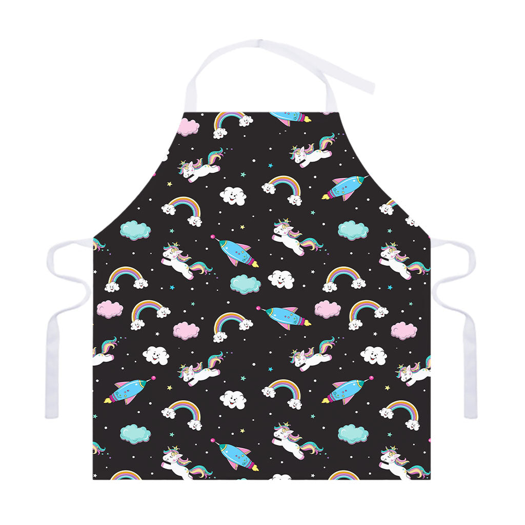 Star Space Unicorn Pattern Print Adjustable Apron