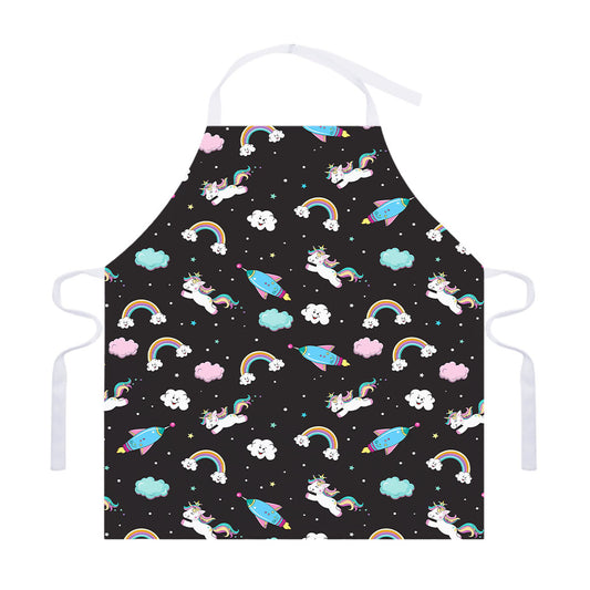 Star Space Unicorn Pattern Print Adjustable Apron
