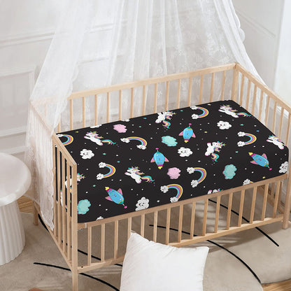 Star Space Unicorn Pattern Print Baby Crib Sheet