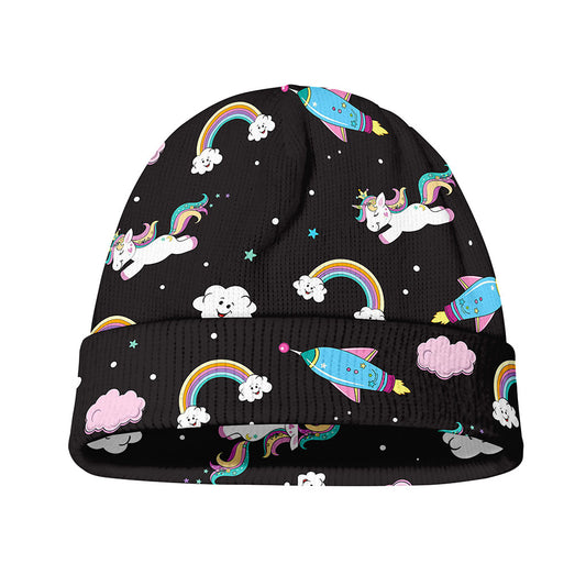 Star Space Unicorn Pattern Print Beanie