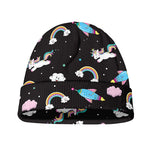 Star Space Unicorn Pattern Print Beanie