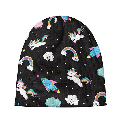 Star Space Unicorn Pattern Print Beanie