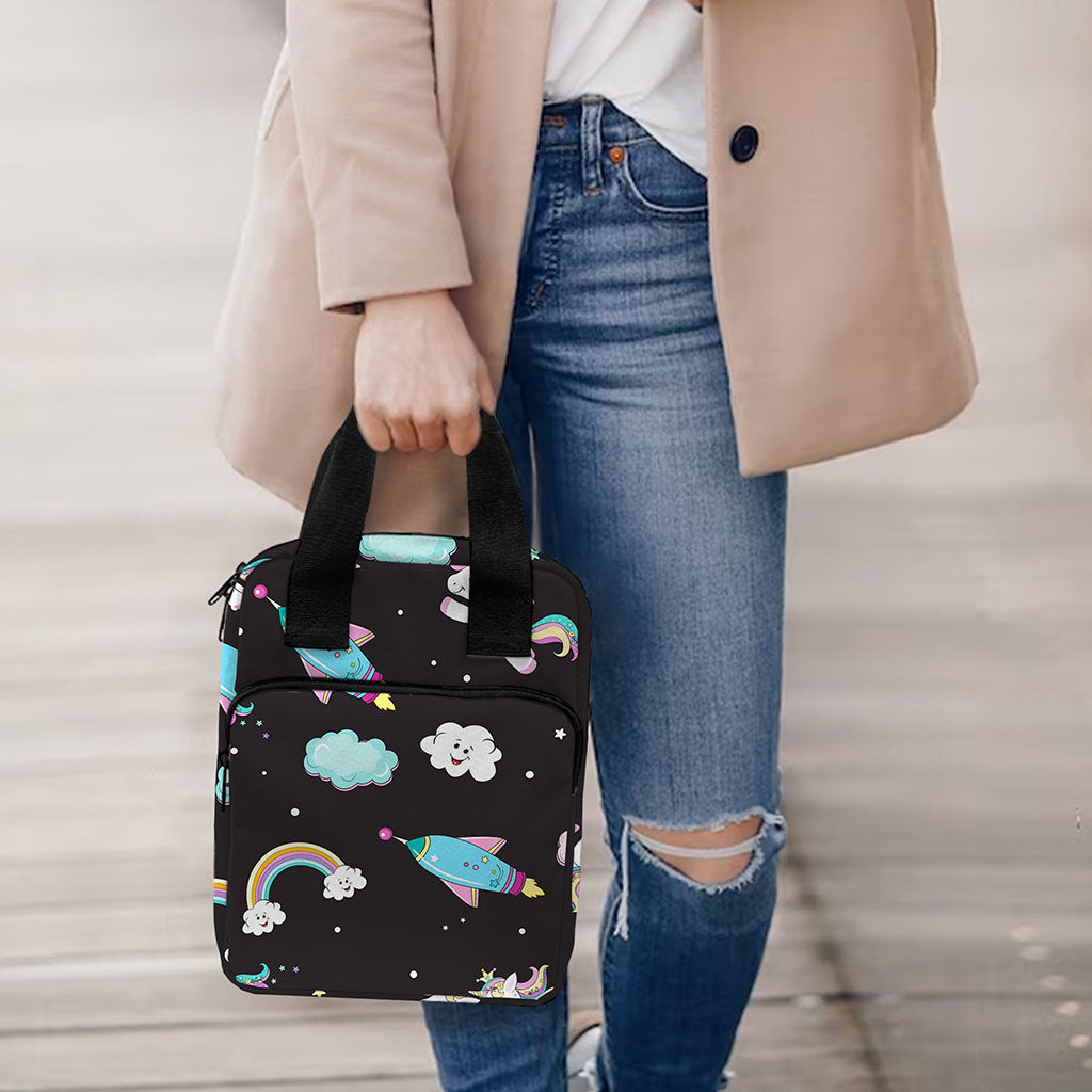 Star Space Unicorn Pattern Print Bible Tote Bag
