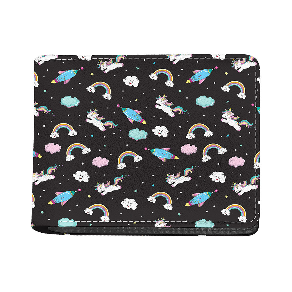 Star Space Unicorn Pattern Print Bifold Wallet