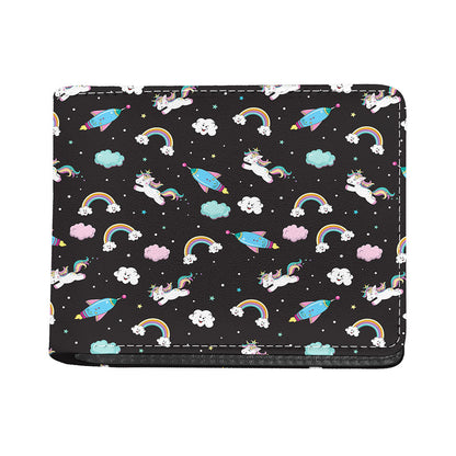 Star Space Unicorn Pattern Print Bifold Wallet