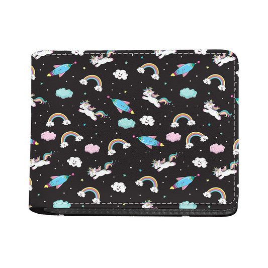 Star Space Unicorn Pattern Print Bifold Wallet
