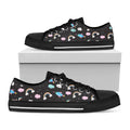 Star Space Unicorn Pattern Print Black Low Top Sneakers